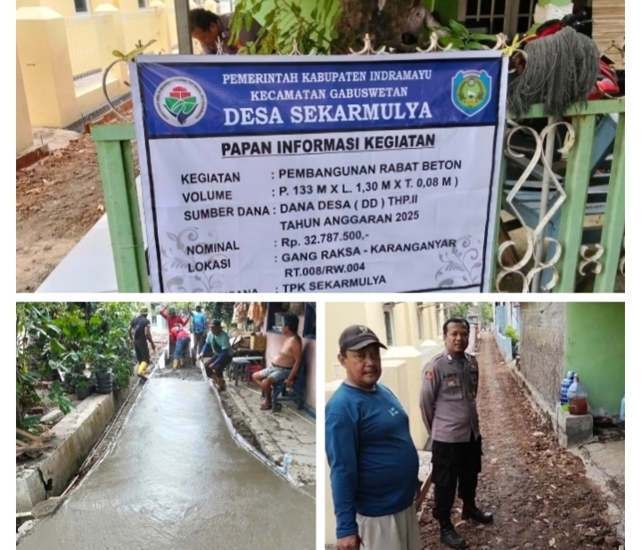 Pemdes Sekarmulya Kecamatan Gabus wetan, Realisasikan Dana Desa Tahap II, untuk Bangun Jalan Cor Rabat Beton